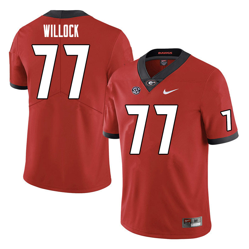 Men #77 Devin Willock Georgia Bulldogs College Football Jerseys Sale-Red